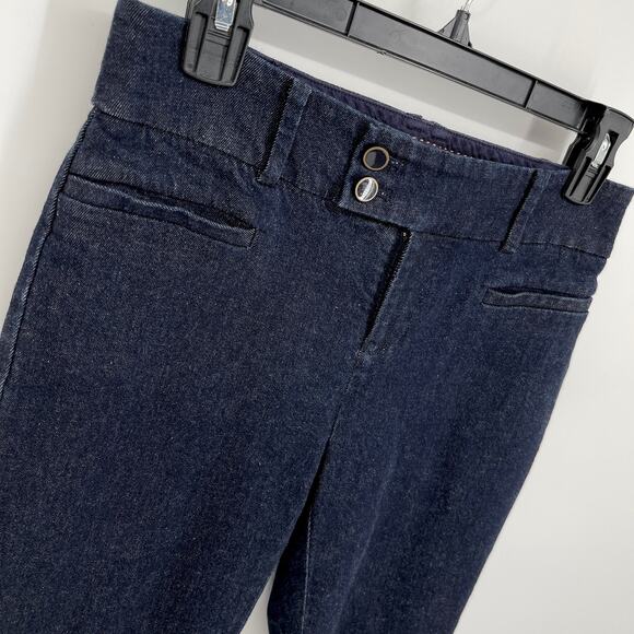 Anthropologie The Essential Slim Jeans Women Sz 2 Dark Wash Split Hem Cropped - Picture 2 of 9